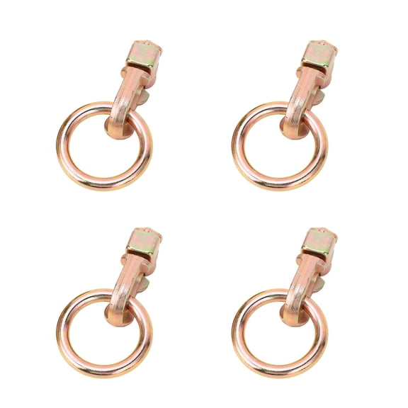 LYD 4PCS L Track Double Stud Tie Down Fitting Carbon Steel with O Ring for Truck Bed Trailer Cargo Control Pickup RV ATV, Gold Bronze (4.72 inches / 12 cm)