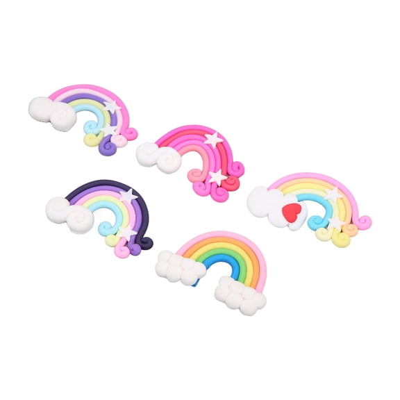 LYD 5Pcs Rainbow Clay Ornament Handcrafted Beautiful Colorful Micro Landscape Ornament for DIY Crafts and Birthday Cake Decoration, 10 inches / 25.4 cm
