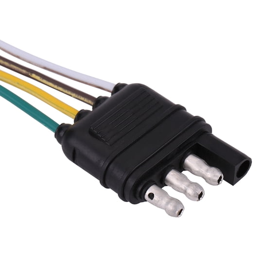 LYD 6-24V 4 Pin Flat Trailer Plug Socket Wiring Connector Adapter for Caravan Towbar Towing Heavy Duty Waterproof PVC Adapter Vehicle Towing Hitch Parts (11 inches / 27.94 cm)