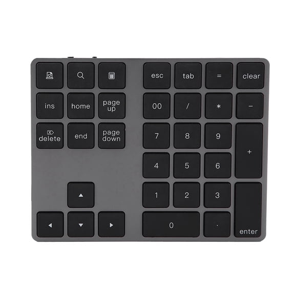 LYD Aluminum Alloy Bluetooth Numeric Keypad 34 Keys Slim Mini Wireless Numpad Keyboard for Laptops, PC Tablets, Windows iOS Android Systems (5.7 x 4.5 in / 14.5 * 11.5 * 1.0 cm), Black