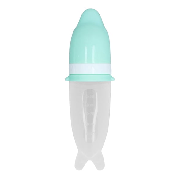 LYD Baby Food Feeder Set Cute Shape Food Grade Silicone Spoon Squeeze Feeding Bottle for Infants Toddlers Soft Spoon Head Training Feeder Travel Mealtime Essentials Green Dual-Use 10-inch Length