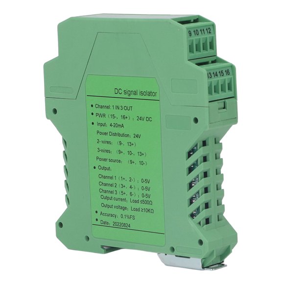 LYD Current Signal Isolator Transmitter 1 In 3 Out DC Signal Conditioner 4-20mA to 0-5V 24V DC Transducer for PLC Detection Systems (5.12 inches / 13 cm)