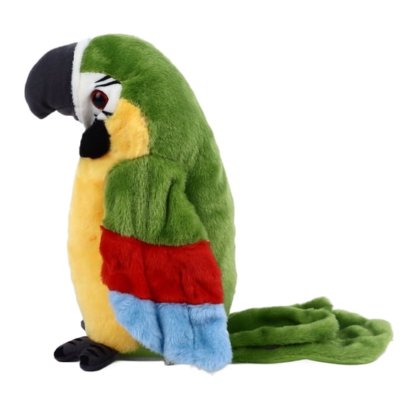 LYD Electric Talking Parrot Plush Toy, Interactive Voice Repeating and Recording Animatronic Pet for Kids (Green)
