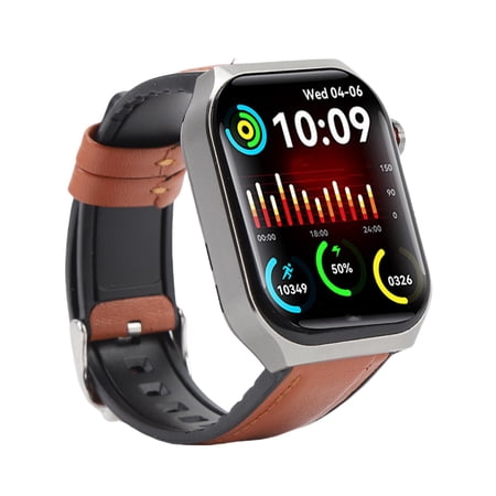LYD F700 Smart Watch for Men Women 2.1 Inch / 5.33 cm LCD Touchscreen Bluetooth Call SOS IP67 Waterproof Fitness Tracker with Brown Leather Strap