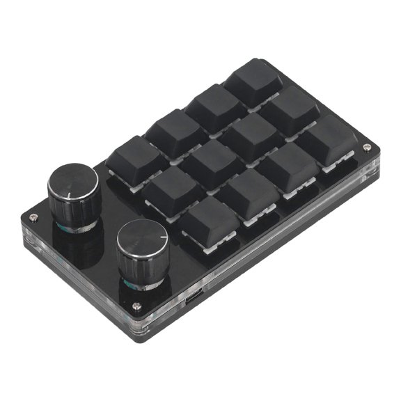 LYD Macro Mechanical Gaming Keyboard 12 Keys 2 Knobs Programmable Wired Keyboard with Dustproof Red Switch for Windows Linux OS X (2.8 x 5.1 inches / 72 x 130 mm) for Office and Gaming Use