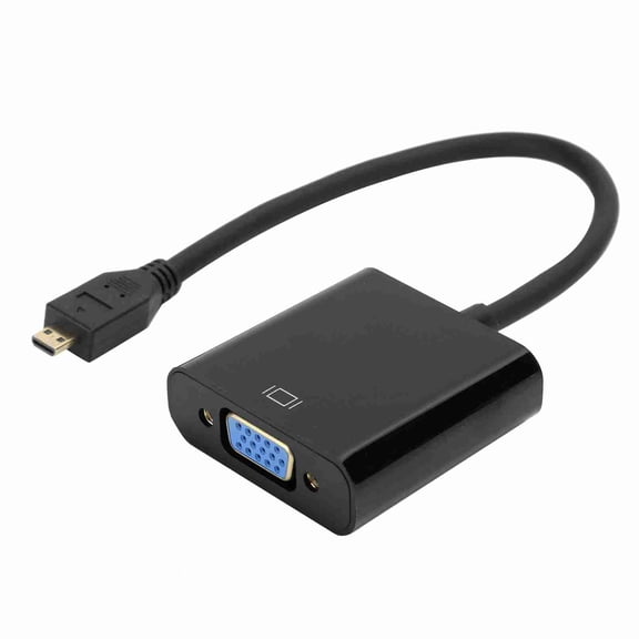 LYD Micro HDMI to VGA 1080P Video Converter Adapter with Audio and Power Cable for Raspberry Pi 4B, Black, 7.1 inches / 18.0 cm