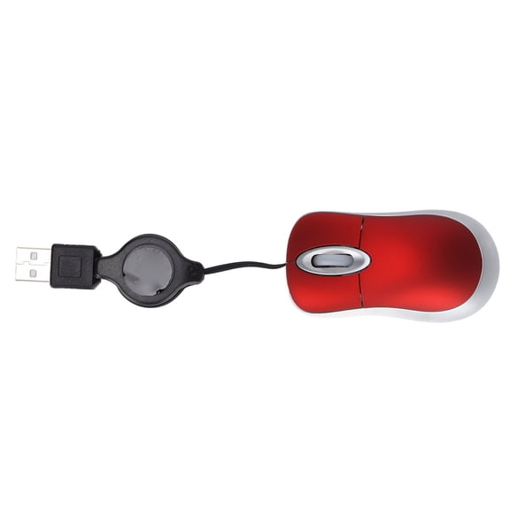 LYD Mini Wired Mouse Portable 1600DPI Optical USB Mice with Retractable Cable & 3 Ways Wheel Ergonomic Compact Design for Kids Office School Travel PC Laptop Chromebook, Black (3.9 inches / 10 cm)