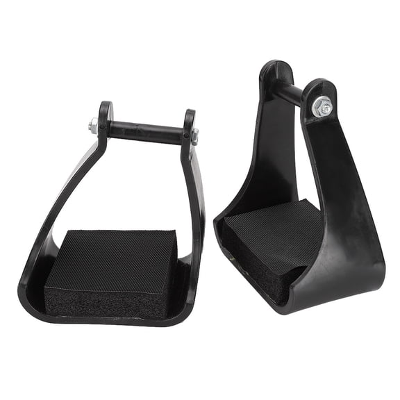 LYD POM Plastic Stirrups Western Horse Riding Safety Saddle Trail Black Cushioned Foam Foot Pad Non-Slip Lightweight Equestrian Stirrup Irons for Maximum Comfort and Shock Absorption, 2 Piece