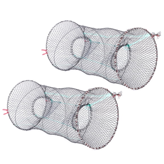 LYD Portable Collapsible Fishing Net Trap, Heavy Duty Cast Net for Crab, Lobster, Shrimp & Minnow, 2-Pack, 13 x 23.6 Inches / 33 x 60 cm, Durable Nylon & Aluminum Framing Spring Cage Trap