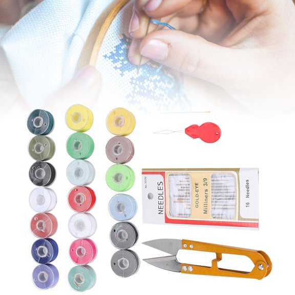 LYD Portable Outdoor Travel Home Sewing Kit Comprehensive Mending Set with Colorful Threads, Scissors, Needles, and Threader in a Durable Tinplate Storage Box, 6.69 inches / 17 cm