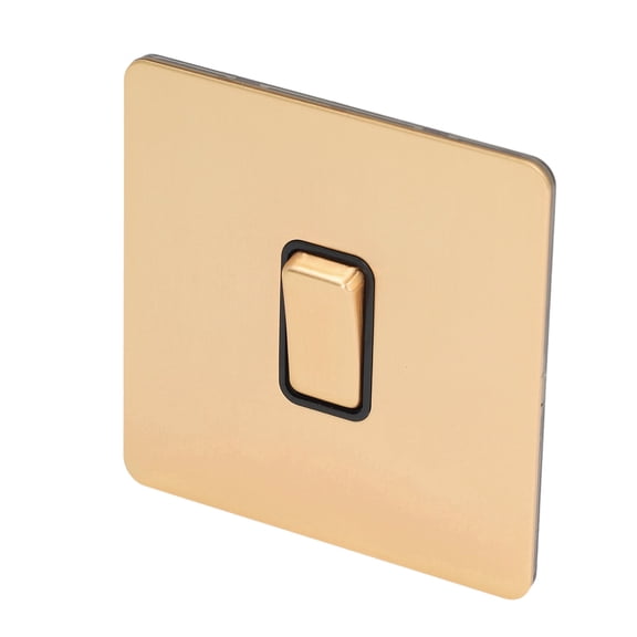 LYD Premium Stainless Steel Wall Push Button Switch Panel, Imitation Gold Plate Double Control Single Pole Light Switch, 3.39 x 3.39 inches / 86 x 86mm, AC250V