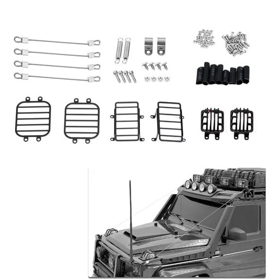 LYD RC Car Steel Rope & Metal Front Rear Light Cover Protective Shell Accessory Kit for TRX-4 TRX-6 4X4 6X6 G63 G500 Models (4.72 inches / 12 cm)