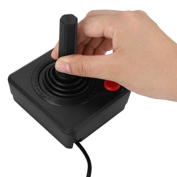 LYD Retro Classic 3D Analog Joystick Controller Wired Premium Game Control for Atari 2600 and 7800 Consoles, Ergonomic Design with 9-Pin Interface Comfort Grip Joystick, Black (3.78 x 3.35 in)