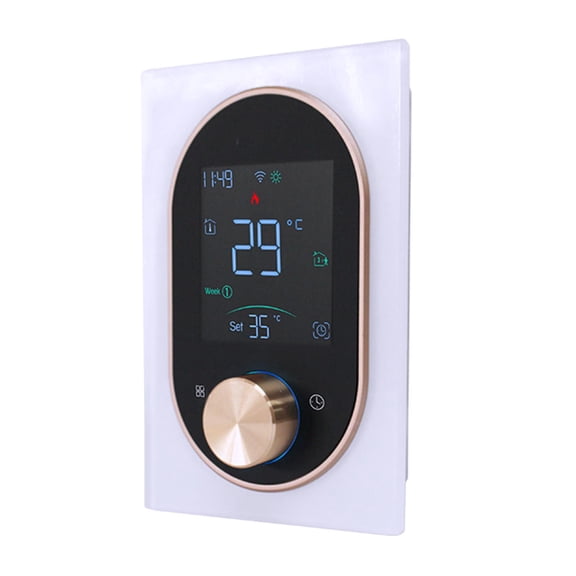 LYD Smart Room Thermostat 2.4GHz WiFi Temperature Controller Touch Screen and Knob Control Programmable Heating Controller and Air Conditioner Hub for Home Office (10 inches / 25.4 cm), White