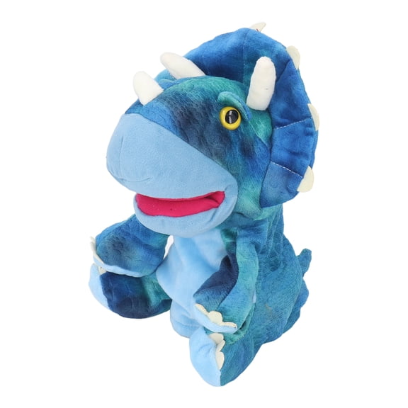 LYD Triceratops Animal Hand Puppet Soft Plush Toy Open Movable Mouth, Blue, 9.84 inches / 25.0 cm