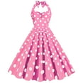 thumbnail image 1 of LYEAA 1950s Dresses for Women Plus Size Sleeveless Formal Elegant Loose Midi A Line Wedding Guest Dresses Polka Dots Bow Vintage Prom Birthday Flowy Summer Ball Gown Party Dresses Pink L, 1 of 4