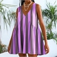 thumbnail image 1 of LYEAA Beach Dresses for Women Plus Size Sleeveless Casual Elegant Loose Short Mini Sundress V Neck Striped Fashion Summer Vacation Comfortable Dresses Purple S, 1 of 5