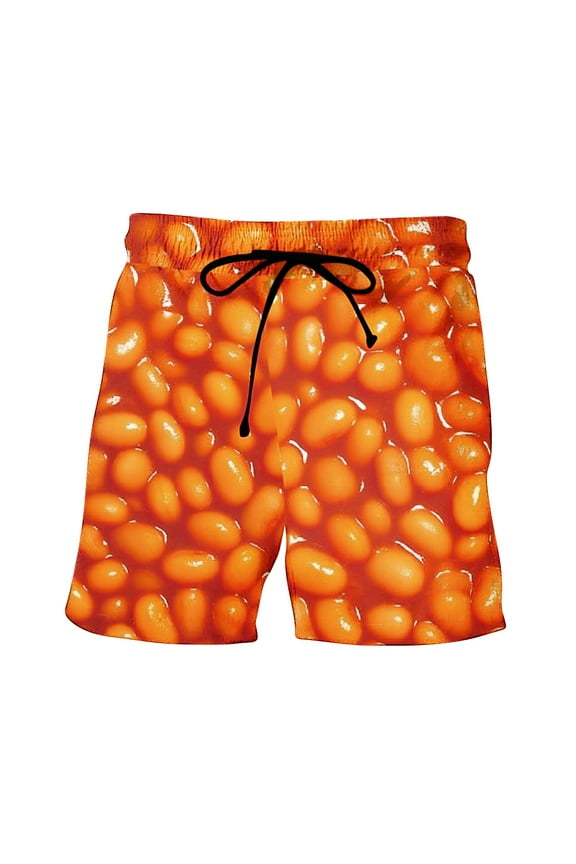 Beach Shorts for Men Elastic Waist Summer Big Men's Swimming Trunks Funny Print Drawstring Surf Board Shorts Casual Loose Athletic Fashion Comfort Swimsuit Bathing Suit with Pockets Red 3XL