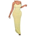 thumbnail image 1 of LYEAA Bodycon Dresses for Women Crew Neck Sleeveless Elegant Party Ball Gown Maxi Dresses Solid Casual Dressy Backless Fitted Wrap Dresses Comfort Holiday Evening Dresses Yellow S, 1 of 8