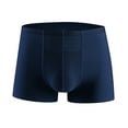thumbnail image 1 of LYEAA Boxers Men Ice Silk Stretch Soft Breathable Trunks Solid Plus Seamless Loose Comfortable Athletic Underpants Cool Dry Elastic Waistband Fashion Support Pouch Underwear No fly Blue L, 1 of 3