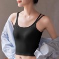 thumbnail image 1 of LYEAA Bra Tank Tops for Women Spaghetti Strap Cotton Fitted Summer Casual Undershirt Solid Crew Neck Sleeveless Basic Breathable Fashion Ladies Pullover Shirts Black S, 1 of 1