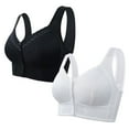 thumbnail image 1 of LYEAA Bras for Older Women 2 Pack Plus Size No Wire Wirefree Everyday Bras Push up Breathable Wireless Front Closure Daily Sleep Bras Comfort Shaping Full Figure Soft Stretch T-Shirt Bras Black XL, 1 of 2
