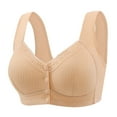 thumbnail image 1 of LYEAA Bras for Older Women Snap Front Plus Size Wireless Push Up Bras Wide Strap Bras Stretch No Wire Lift Shape Bralette Soild Breathable Soft Bras Comfortable Everyday Bras T-Shirt Bras Beige, 1 of 2