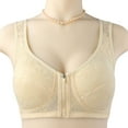 thumbnail image 1 of LYEAA Bras for Women Front Closure Zipper Plus Size Lace Push up Wireless Daily Bras Wirefree Wide Strap Lift Soft Bralette No Wire Breathable Comfort Sleeping Bras Beige 40/90, 1 of 3
