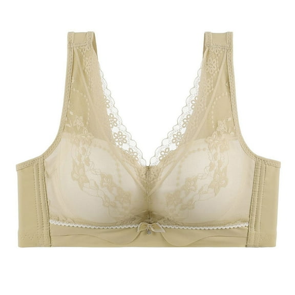 LYEAA Bras for Women No Wire Lace Push up Lightly Lined Wireless Daily Bras Wirefree Wide Strap Lift Soft Bralette Breathable Comfort Sleeping Bras Yellow 38