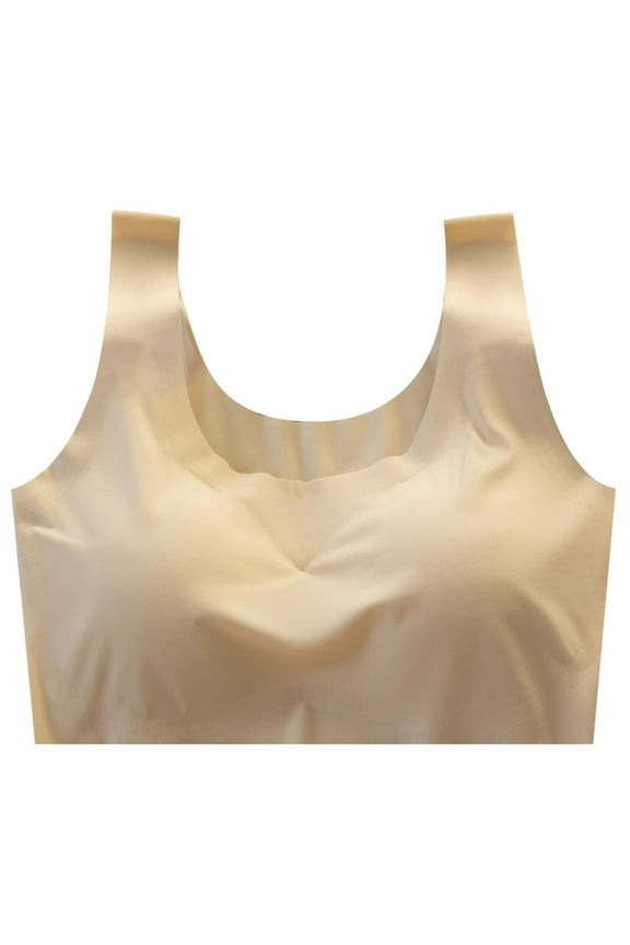 Bras for Women Push up Padded Seamless Wireless Pullover Daily Bras Wirefree Wide Strap Lift Soft Bralette No Wire Breathable Comfort Sleeping Bras with Removable Cup Beige L