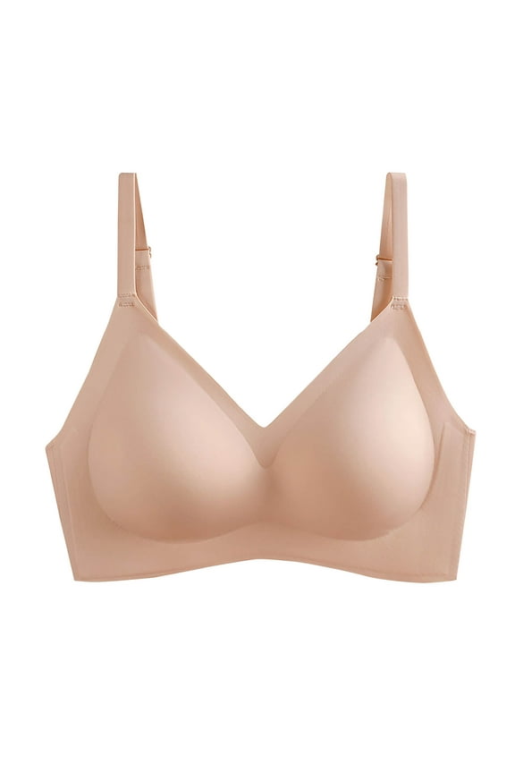 Bras for Women Push up No Wires Seamless Padded Wireless Daily Bras Wirefree Adjustable Strap Lift Soft Bralette Breathable Comfort Sleeping Bras Beige L