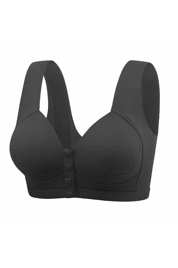 Bras for Women Sleeping Bras Wireless Push Up Bras Front Closure Wide Strap Bras No Wire Lift Shaping Bralette Soild Breathable Soft Bras Comfortable Everyday Bras T-Shirt Bras Black