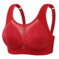 thumbnail image 1 of LYEAA Bras for Women No Underwire Push up Plus Size Soft Everyday Bras Wireless Support Solid Lightly Lined Lift Sleep Bras Comfortable Wirefree Breathable Shaping Daily Bralette Red 4XL, 1 of 5