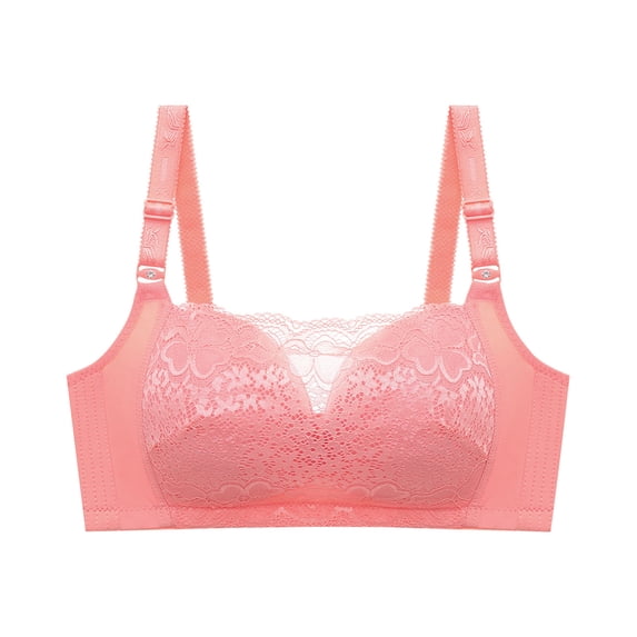 LYEAA Bras for Women No Underwire Push up Soft Lace Everyday Bras Wireless Support Solid Lightly Lined Lift Sleep Bras Comfortable Wirefree Breathable Shaping Daily Bralette Pink L