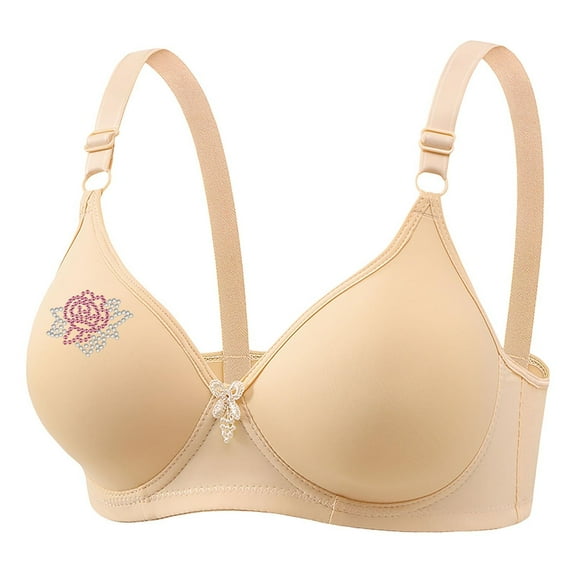 LYEAA Bras for Women Wireless Plus Size Soft No Wire Push up Everyday Bras Support Solid Lightly Lined Lift Sleep Bras Comfortable Wirefree Breathable Shaping Daily Bralette Beige XL 40B/90B