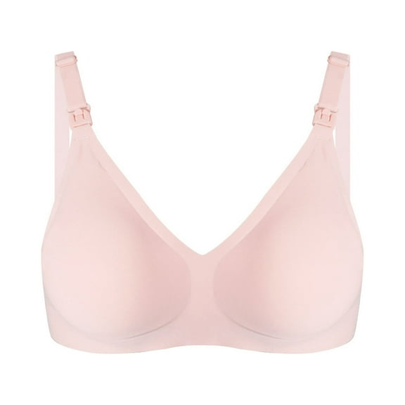 LYEAA Bras for Women Without Wire Wireless Maternity Nursing Bras Breastfeeding Pregnant Solid Breathable Bras Comfort Jelly Strip Sleep Bras Pink L