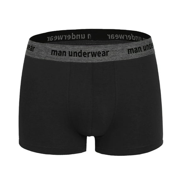 LYEAA Breathable Boxers Men Cotton Soft Trunks Solid Comfortable Underpants Elastic Waistband Fashion Support Pouch Underwear No fly Black M