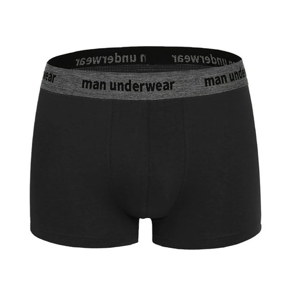 LYEAA Breathable Boxers Men Cotton Soft Trunks Solid Comfortable Underpants Elastic Waistband Fashion Support Pouch Underwear No fly Black S
