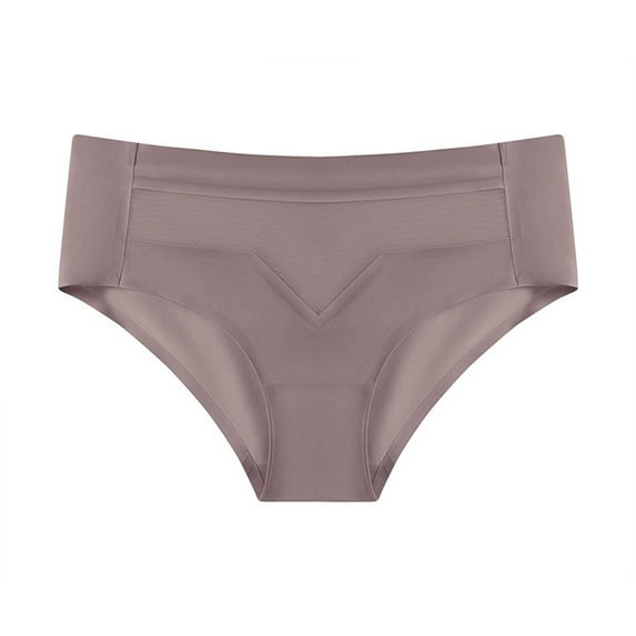 LYEAA Briefs Women Cotton Mid Waisted Cool Underwear Breathable Comfort Solid Mesh Daily Panties Seamless Fashionable Underpants Brown XL