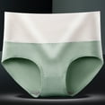 thumbnail image 1 of LYEAA Briefs for Women High Waist Cotton High Waisted Cool Underwear Breathable Comfort Color Block Daily Panties Full Fashionable Underpants Green XL, 1 of 6
