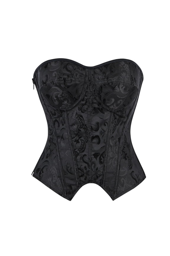Bustier Tops for Women Strapless Zip up Overbust Boned Crosets Textured Push up Bodice Going out Renaissance Evening Wear