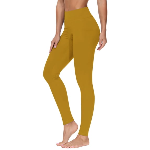 LYEAA Butt Lift Leggings Women High Waist Pants Full Length Workout Elastic Yoga Pants Stretch Shapewear Running Tight-fitting Athletic Casual Soft Pants Breathable Pants Yellow M