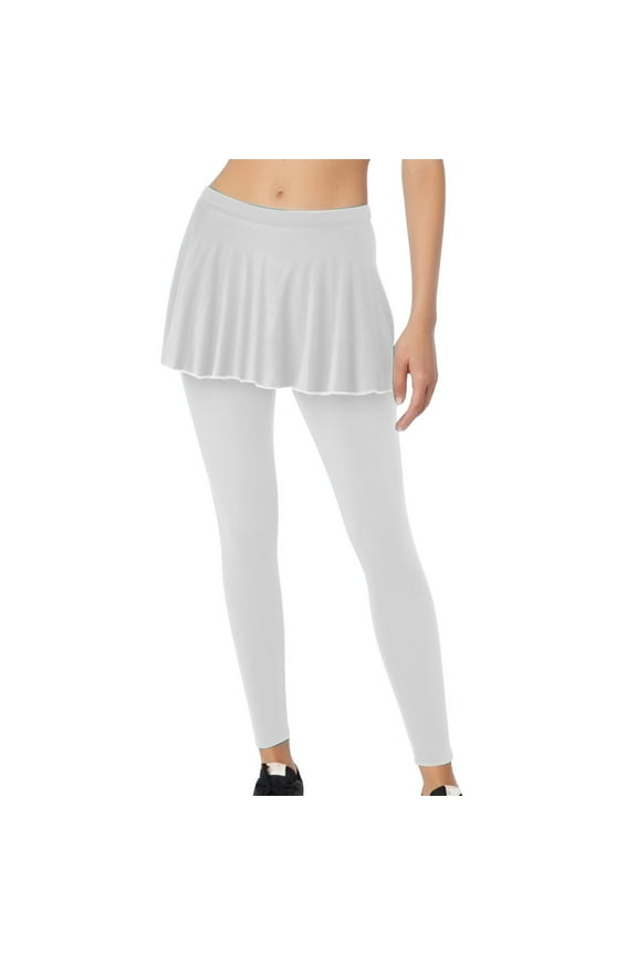 Butt Lift Leggings for Women Plus Size Elastic Waist Tights Stretchy Ankle Length Solid Workout Pants with Skirt