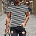 thumbnail image 1 of LYEAA Casual Shirts for Men Short Sleeve Crew Neck Beach Loose Summer Pullover T-shirts Striped Soft Comfortable Breathable Men's Tops Black XL, 1 of 5