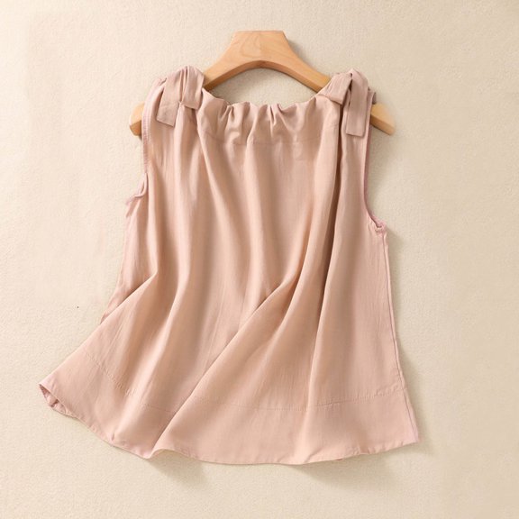 LYEAA Casual Tank Tops for Women Plus Size Sleeveless Crew Neck Summer Loose Tee Shirts Solid Flowy Vacation Beach Vintage Fashion Pullover Vest Comfortable Soft Loungewear Going Out Clothes Pink XL