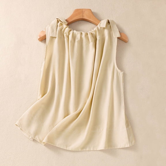 LYEAA Casual Tank Tops for Women Plus Size Sleeveless Crew Neck Summer Loose Tee Shirts Solid Flowy Vacation Beach Vintage Fashion Pullover Vest Comfortable Soft Loungewear Going Out Clothes Brown XL