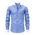 thumbnail image 1 of LYEAA Collar Shirts for Men Long Sleeve Button down Striped Solid Color Lightweight Business Shirts, 1 of 1