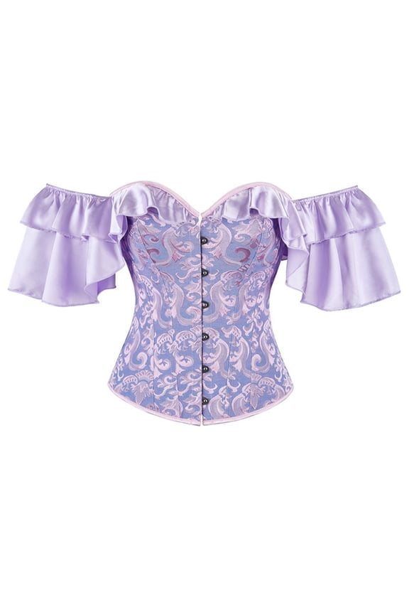 Corset Tops for Women with Sleeves Overbust Boned Bustier Off Shoulder Renaissance Shapewear Going out Evening Wear