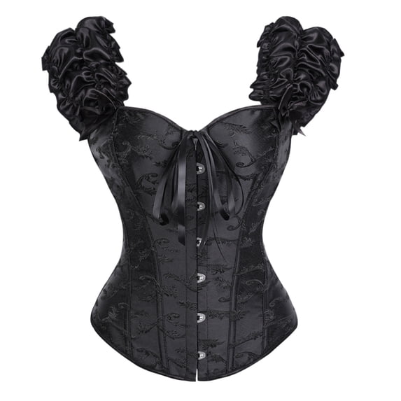 LYEAA Corset Tops for Women with Sleeves Overbust Steel Boned Bridal Bustier Push up Bodice Going out Club Tubu Tops