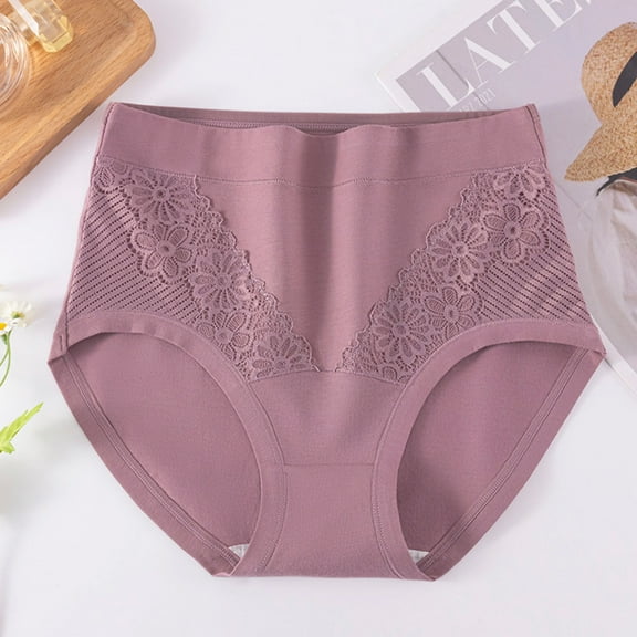 LYEAA Cotton Briefs for Women Plus Size High Waisted Cool Underwear Breathable Comfort Solid Daily Panties Full Fashionable Underpants Brown L